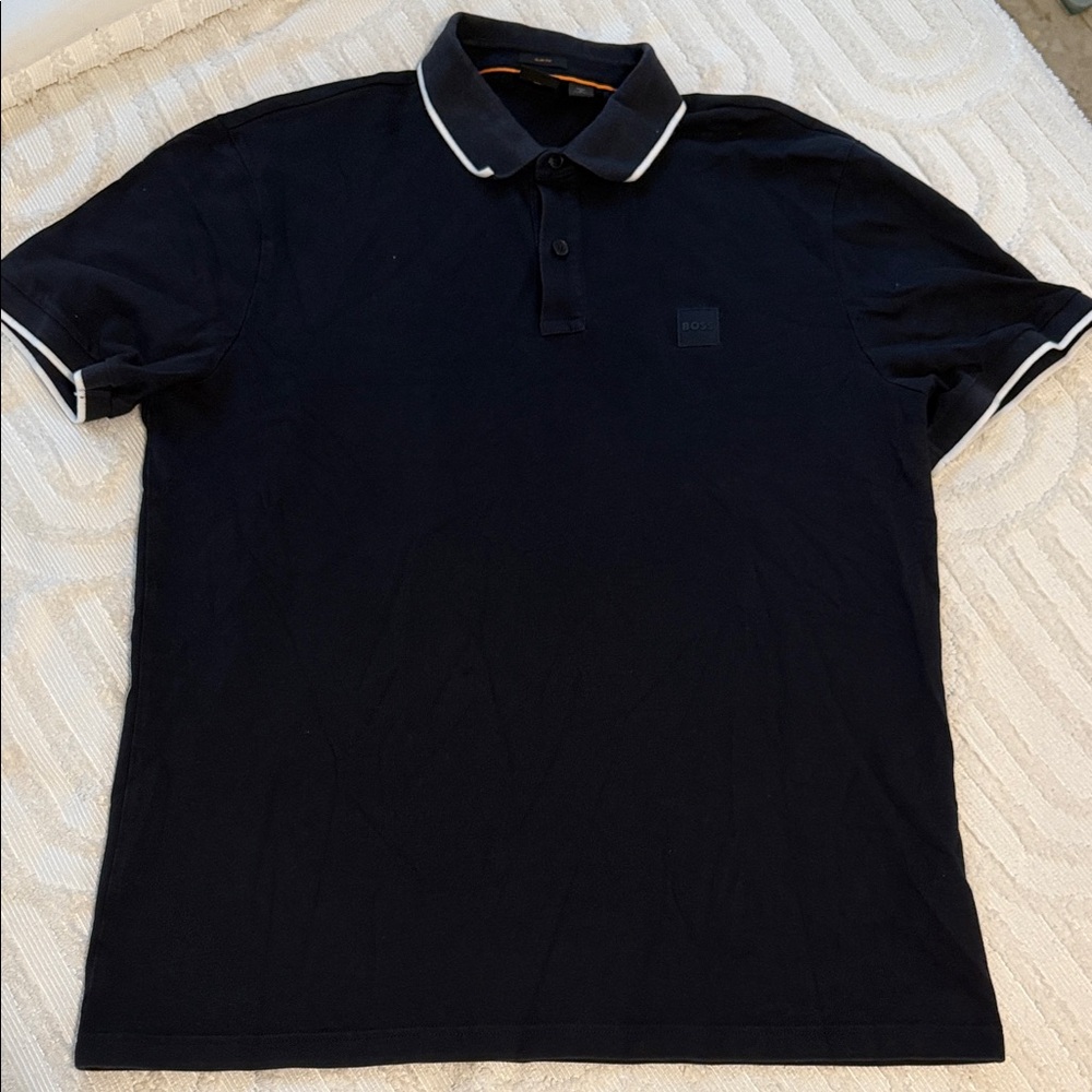Boss Navy Polo Shirt with White Trim